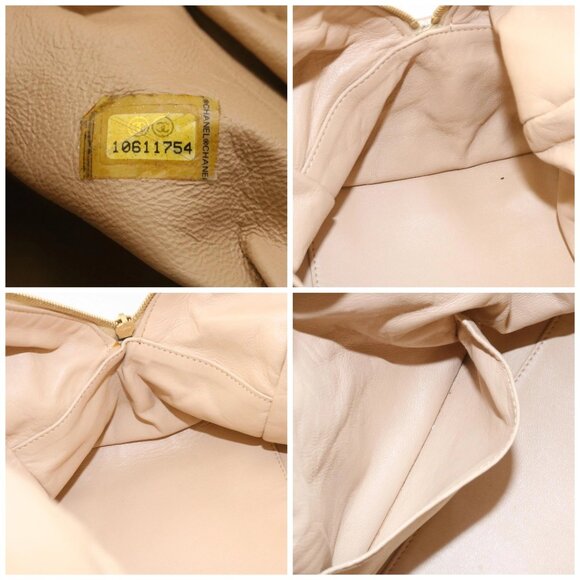 CHANEL Grained Calf Skin Tote Bag Leather White CC Auth 28380A - Picture 15 of 16